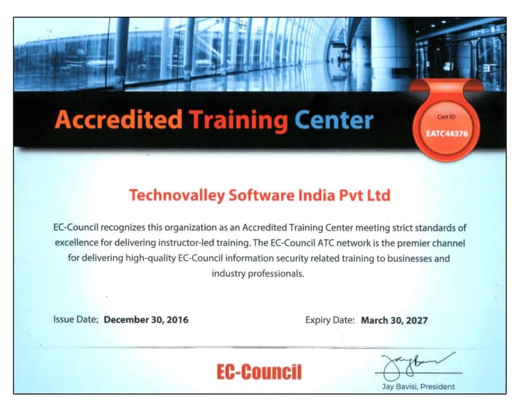 EC-Council accreditation certificate