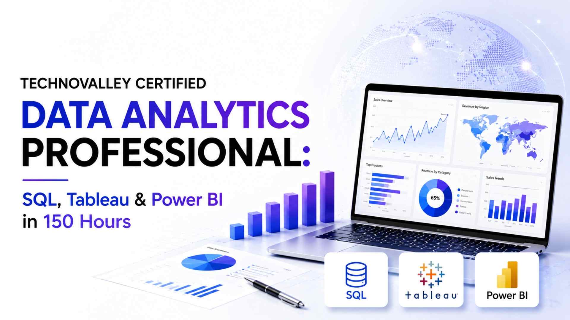 Technovalley Certified Data Analytics Professional: SQL, Tableau & Power BI in 150 Hours